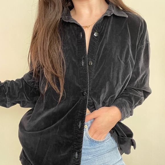 Harve Benard Tops Vintage Harve Benard Velvet Button Down Shirt